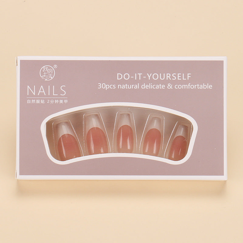 Nail 446 - French White-Edged Nail (30Pcs) - Free Nail Kit Included