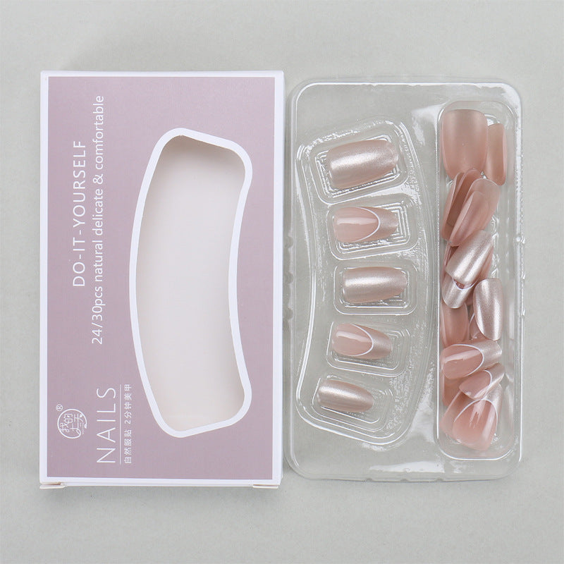 Nail 451 - Metallic Nude (30Pcs) - Free Nail Kit Included