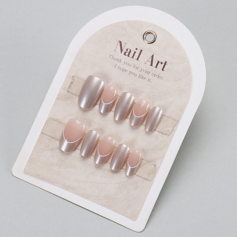 Nail 451 - Metallic Nude (30Pcs) - Free Nail Kit Included