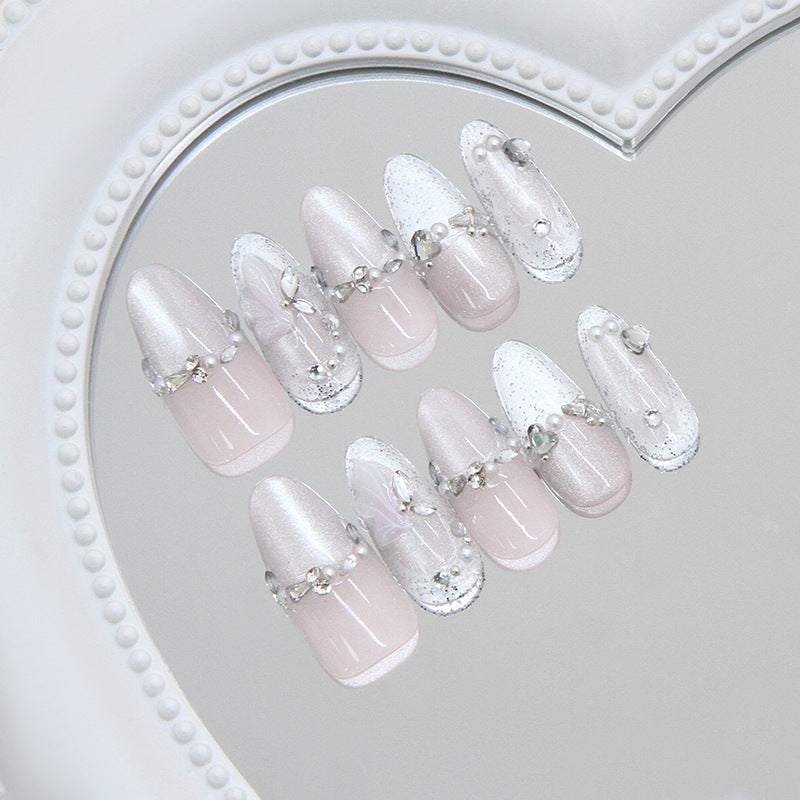 Nail 772 - Peach Blossom Press-On Nails (30Pcs) - Application Kit Included
