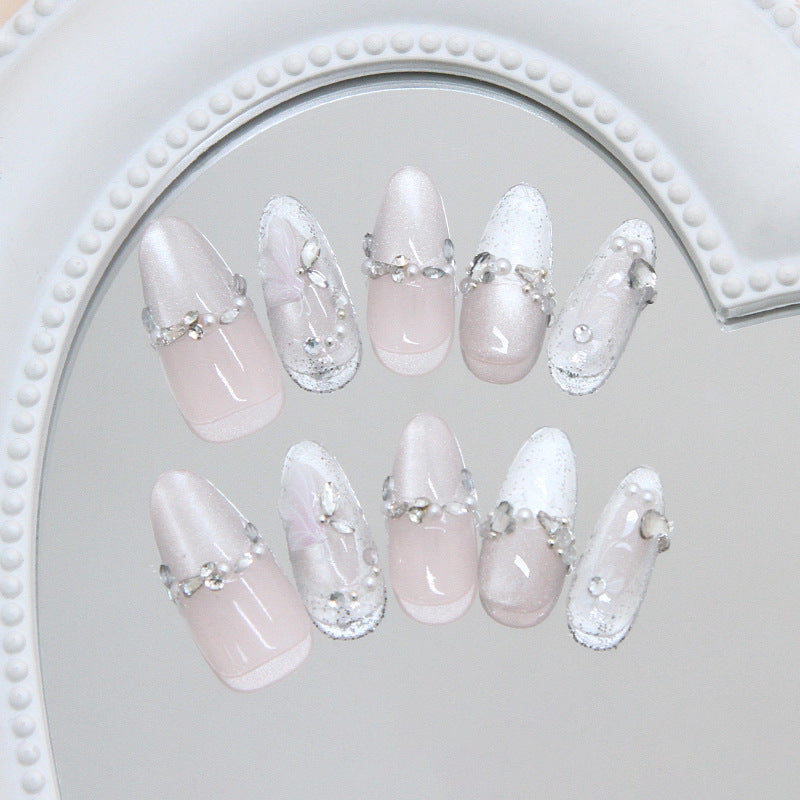 Nail 772 - Peach Blossom Press-On Nails (30Pcs) - Application Kit Included