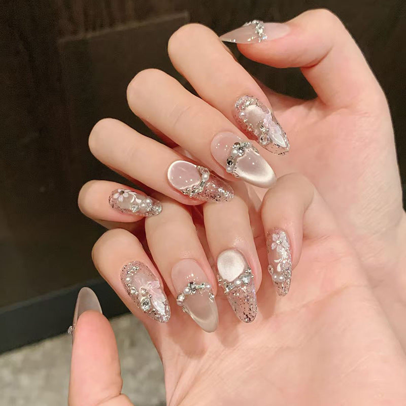 Nail 772 - Peach Blossom Press-On Nails (30Pcs) - Application Kit Included