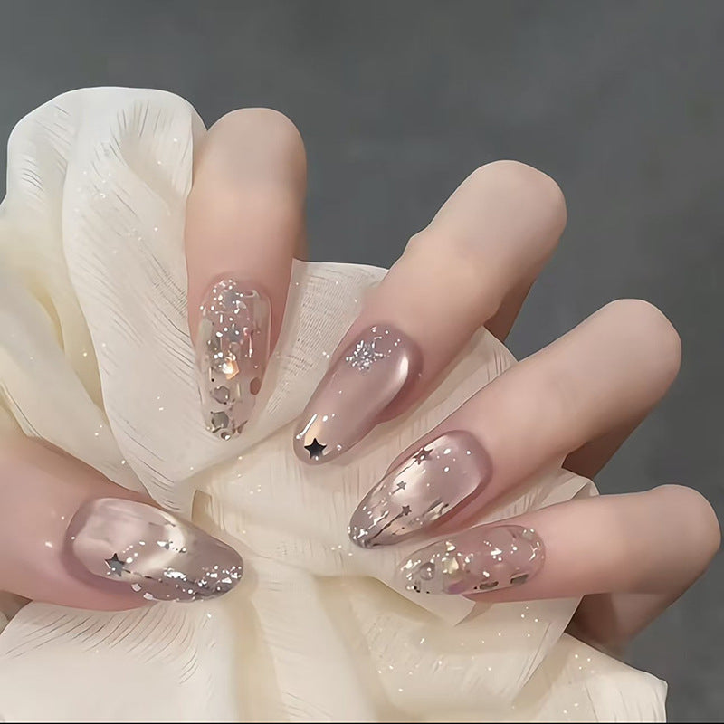 Nail 795 - Cat Eye Shimmering Star Press Ons (30Pcs) - Application Kit Included
