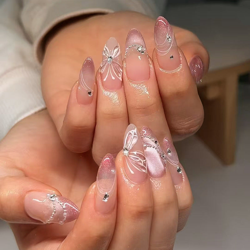 Nail 804 - Luminous Butterfly Press Ons (30Pcs) - Application Kit Included