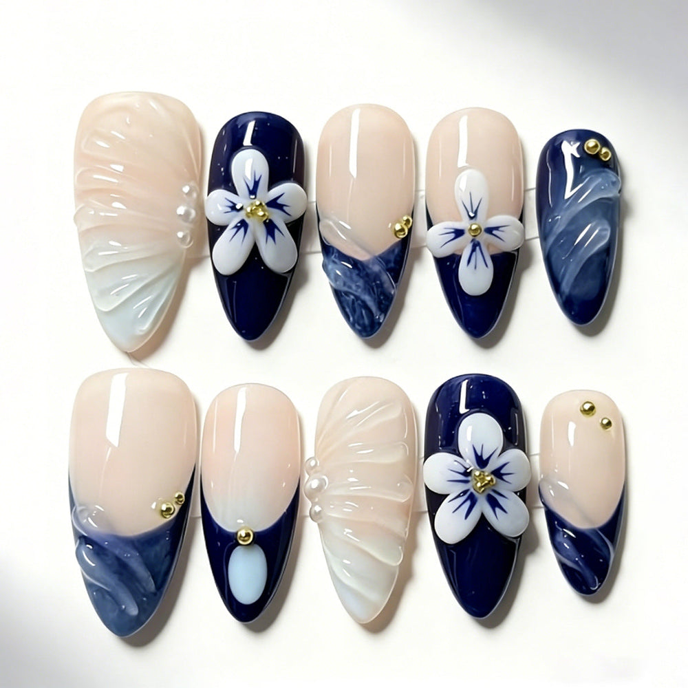 Nail 840 - Frozen Blue Lotus (30Pcs) - Application Kit Included