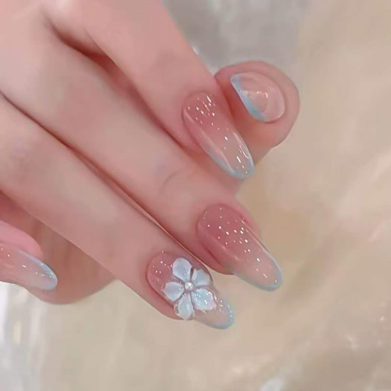 Nail 845 - Milk Blue Ice Flower (30Pcs) - Application Kit Included