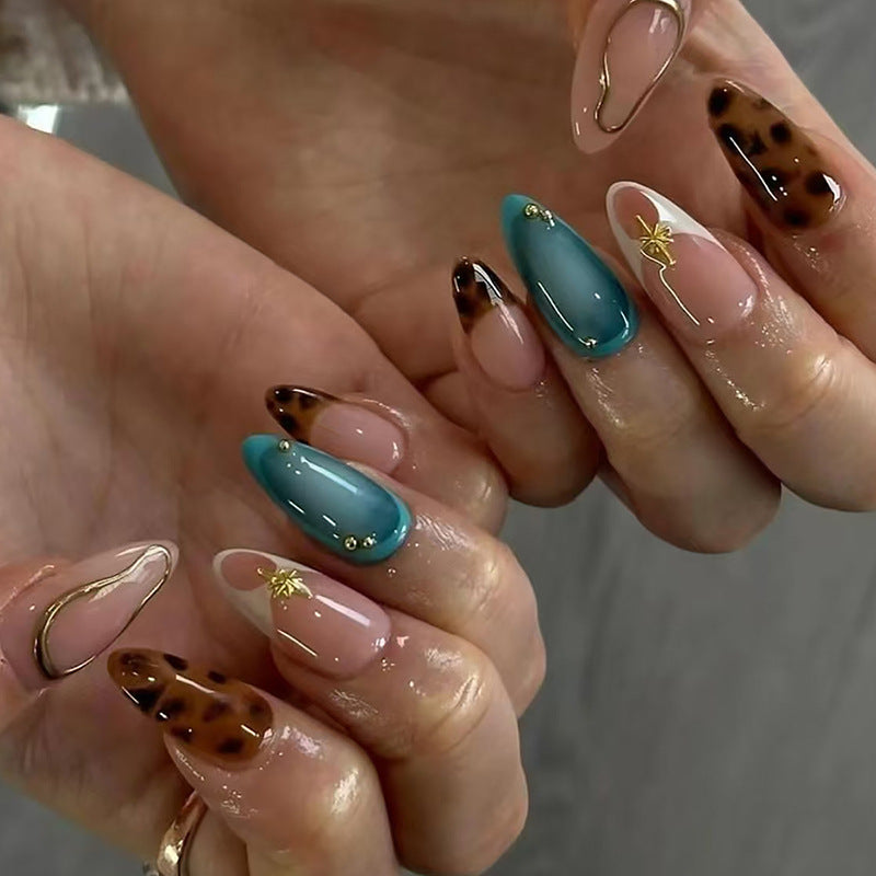 Nail 855 - Retro Leopard Print (30Pcs) - Application Kit Included