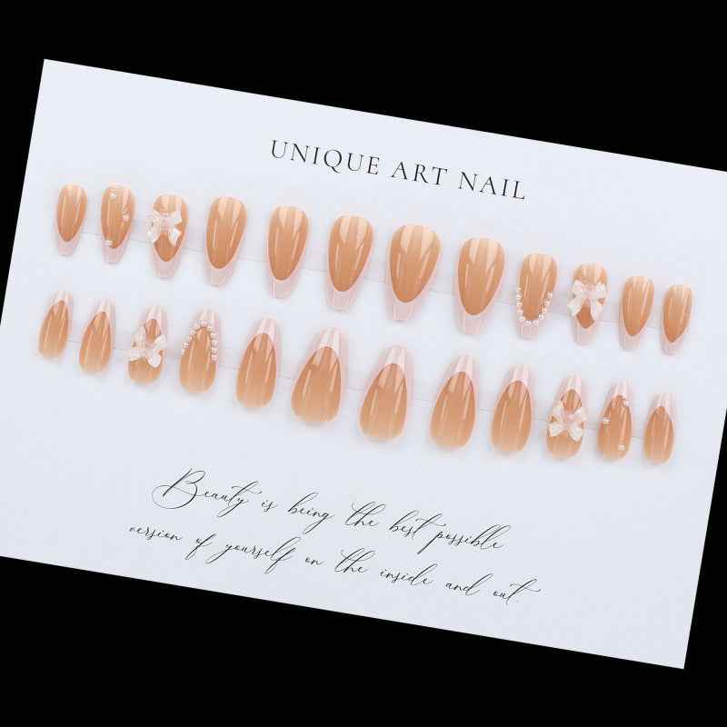 Nail 886 - French Minimalist Bow Pearl (24Pcs) - Application Kit Included