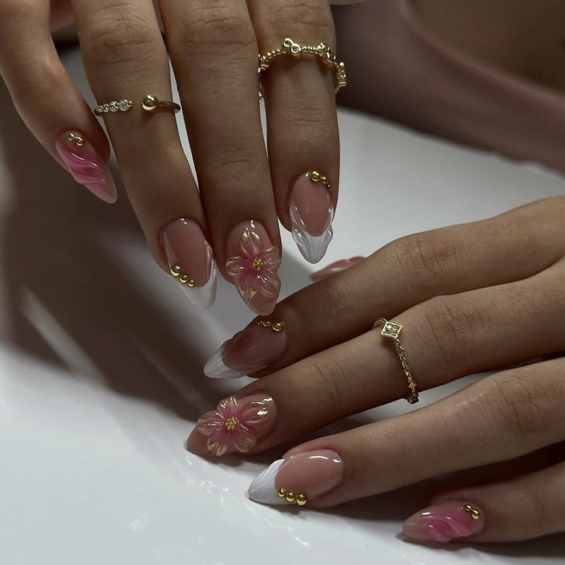 Nail 889 - 3D Embossed & Resin-Glazed (24Pcs) - Application Kit Included