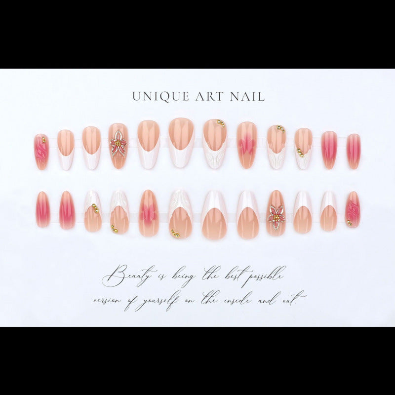 Nail 889 - 3D Embossed & Resin-Glazed (24Pcs) - Application Kit Included