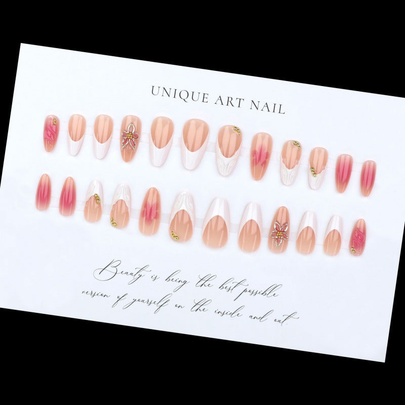 Nail 889 - 3D Embossed & Resin-Glazed (24Pcs) - Application Kit Included