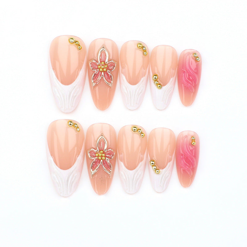 Nail 889 - 3D Embossed & Resin-Glazed (24Pcs) - Application Kit Included