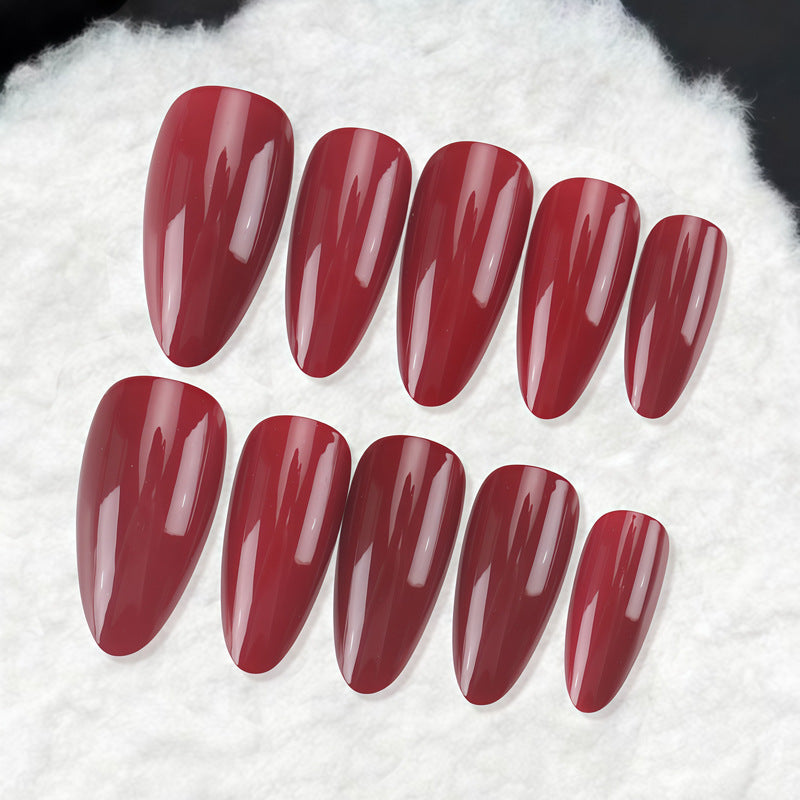 Nail 895 - Elegant Red Almond-Shaped(24Pcs) - Application Kit Included