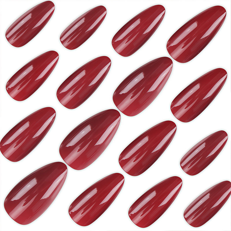 Nail 895 - Elegant Red Almond-Shaped(24Pcs) - Application Kit Included