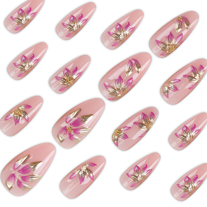 Nail 896 - 3D Floral Pattern (24Pcs) - Application Kit Included