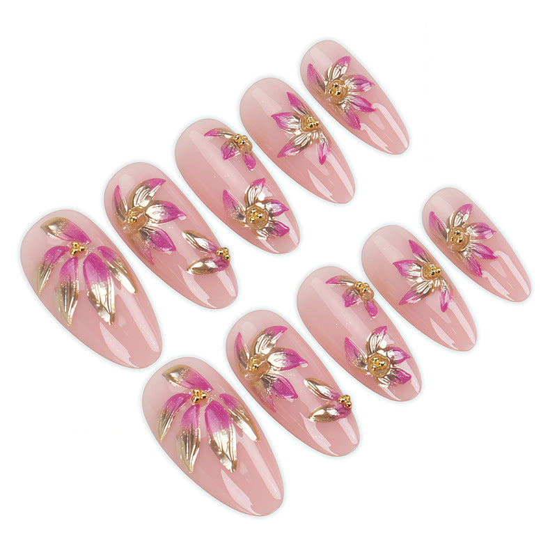 Nail 896 - 3D Floral Pattern (24Pcs) - Application Kit Included