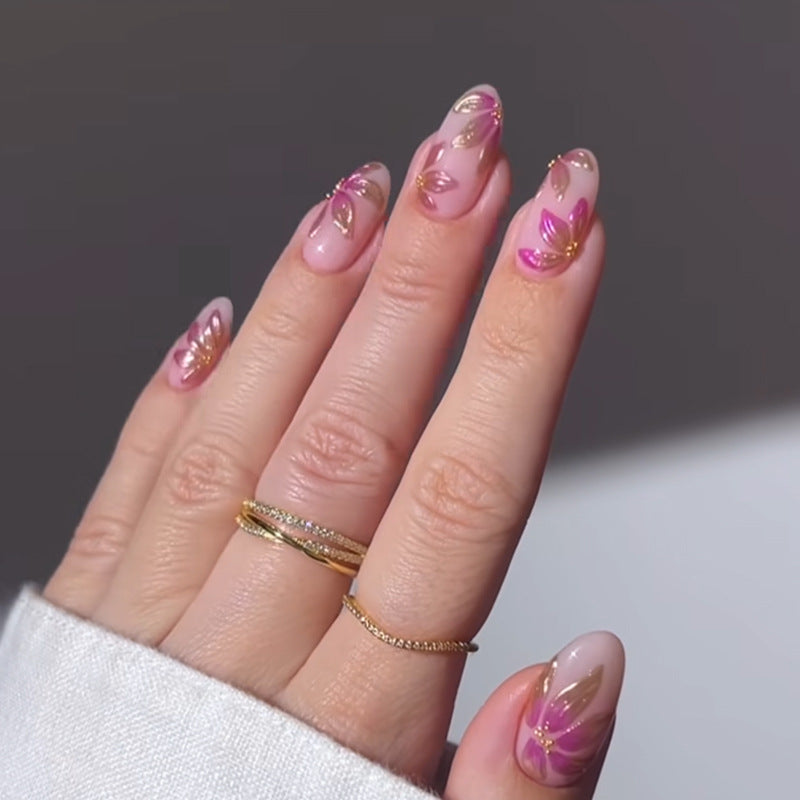 Nail 896 - 3D Floral Pattern (24Pcs) - Application Kit Included