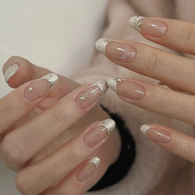 Nail 897 -  French White Edged (30Pcs) - Application Kit Included