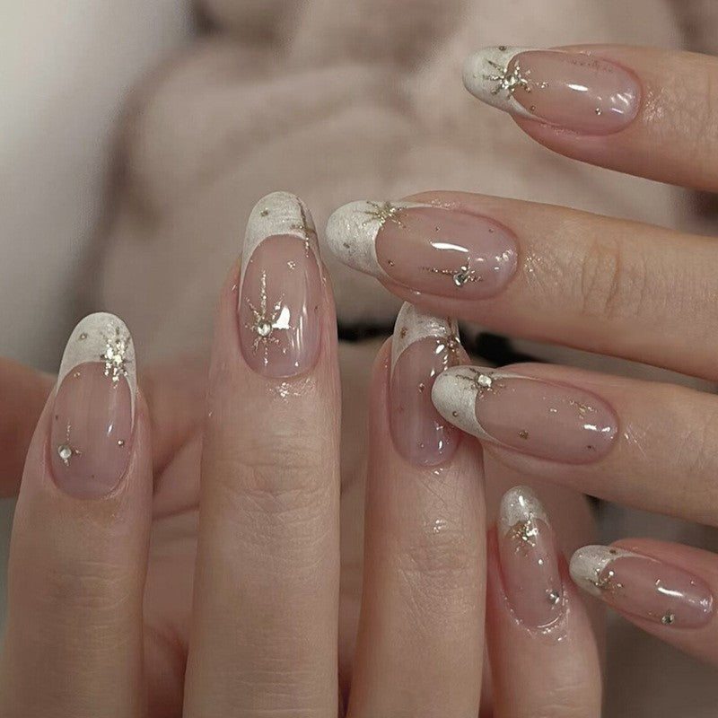 Nail 897 -  French White Edged (30Pcs) - Application Kit Included