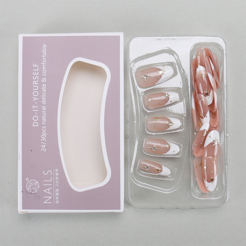 Nail 897 -  French White Edged (30Pcs) - Application Kit Included