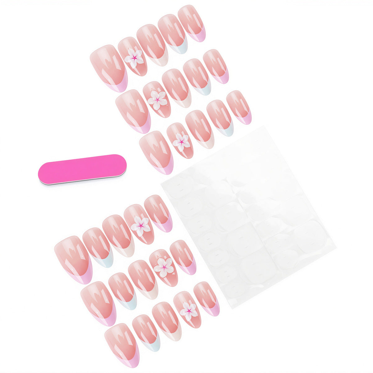 Nail 899 - Dreamy Almond French (30Pcs) - Application Kit Included