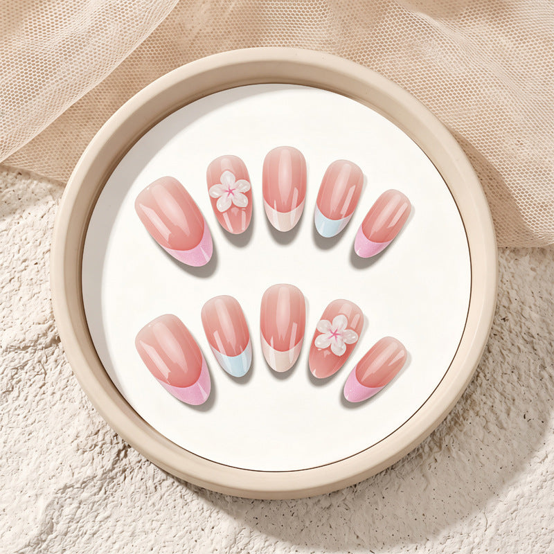 Nail 899 - Dreamy Almond French (30Pcs) - Application Kit Included