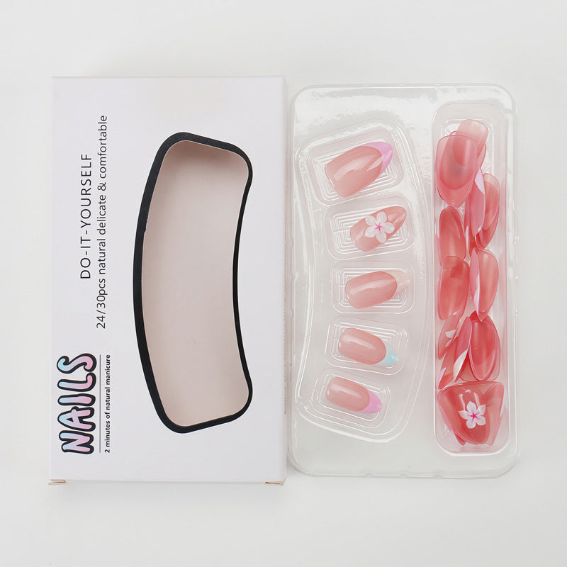Nail 899 - Dreamy Almond French (30Pcs) - Application Kit Included