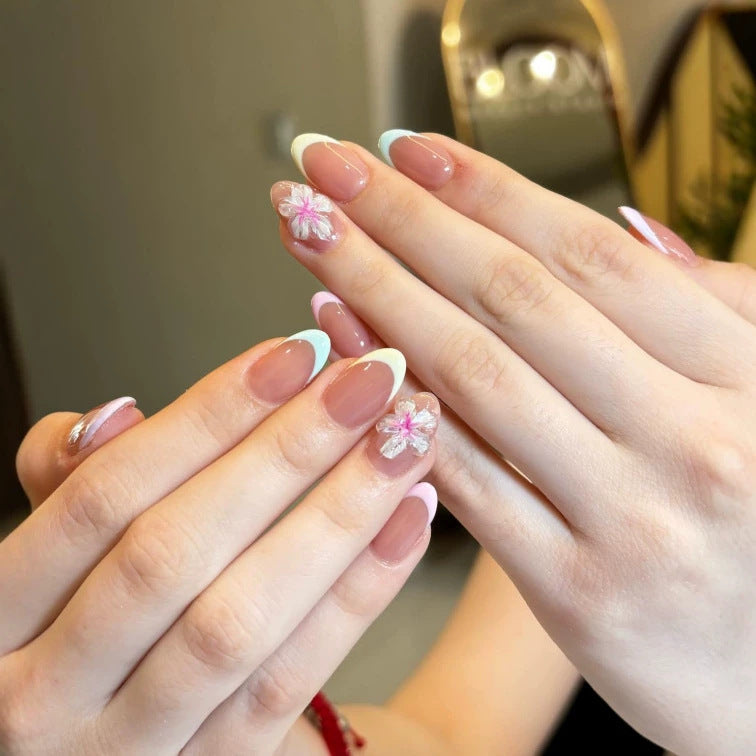 Nail 899 - Dreamy Almond French (30Pcs) - Application Kit Included