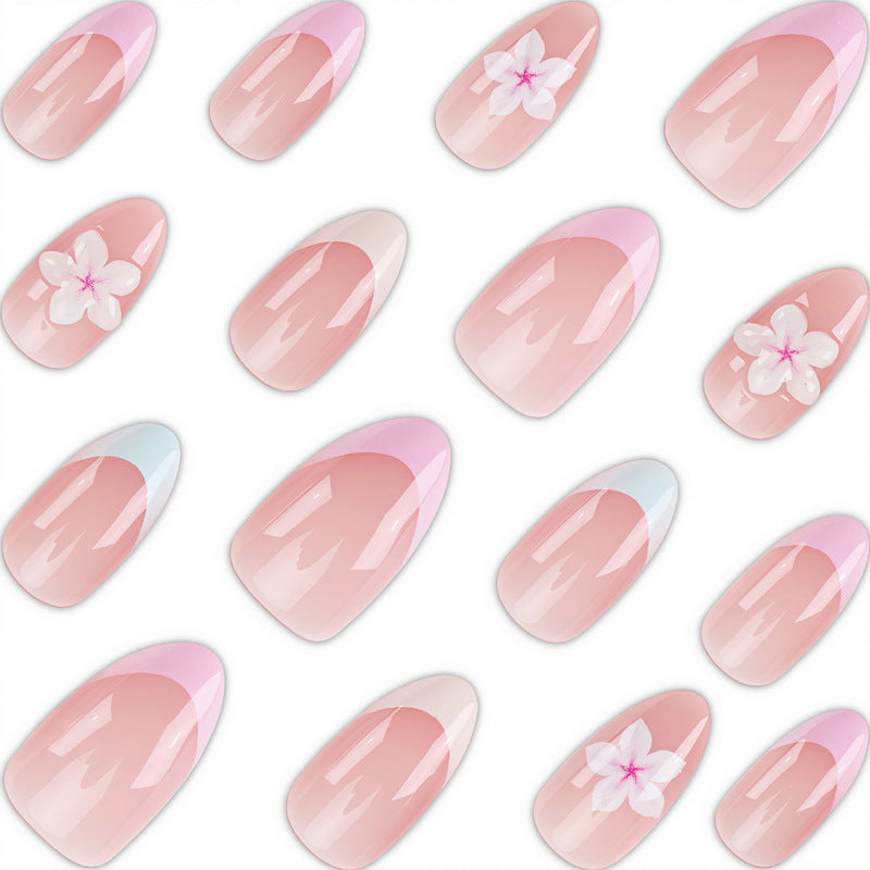 Nail 899 - Dreamy Almond French (30Pcs) - Application Kit Included