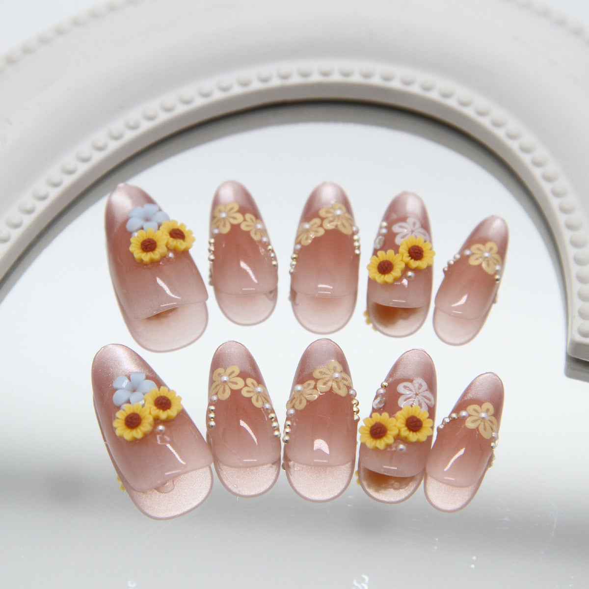 Nail 910 - Spring Flowers Cat Eye (30Pcs) - Application Kit Included