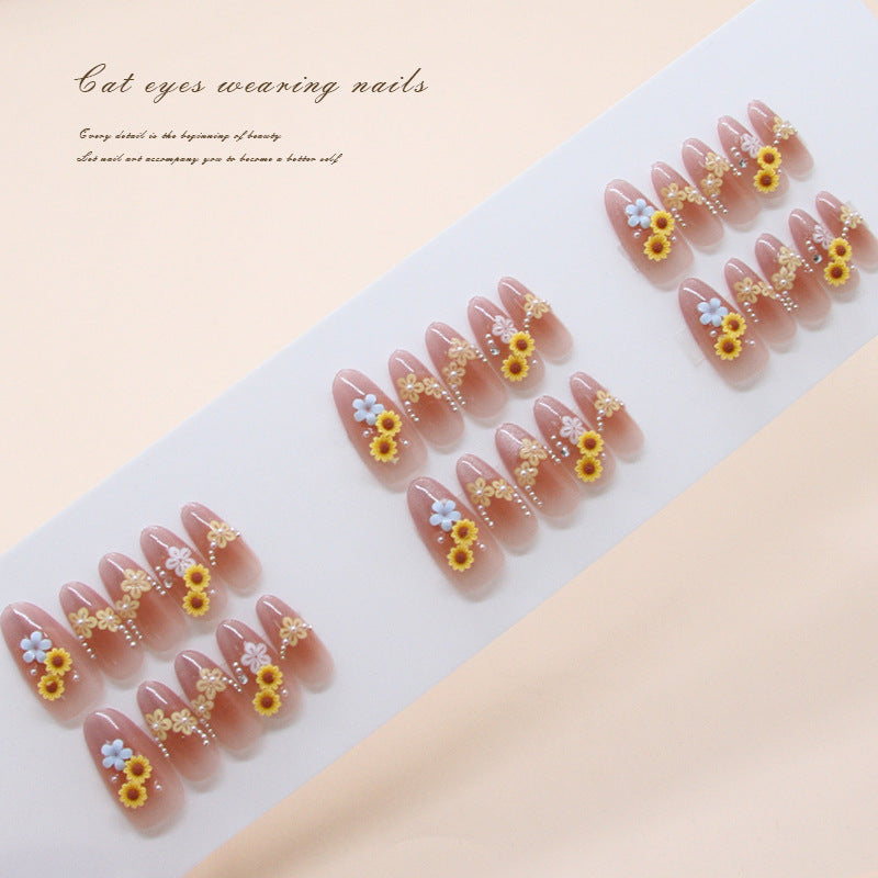 Nail 910 - Spring Flowers Cat Eye (30Pcs) - Application Kit Included