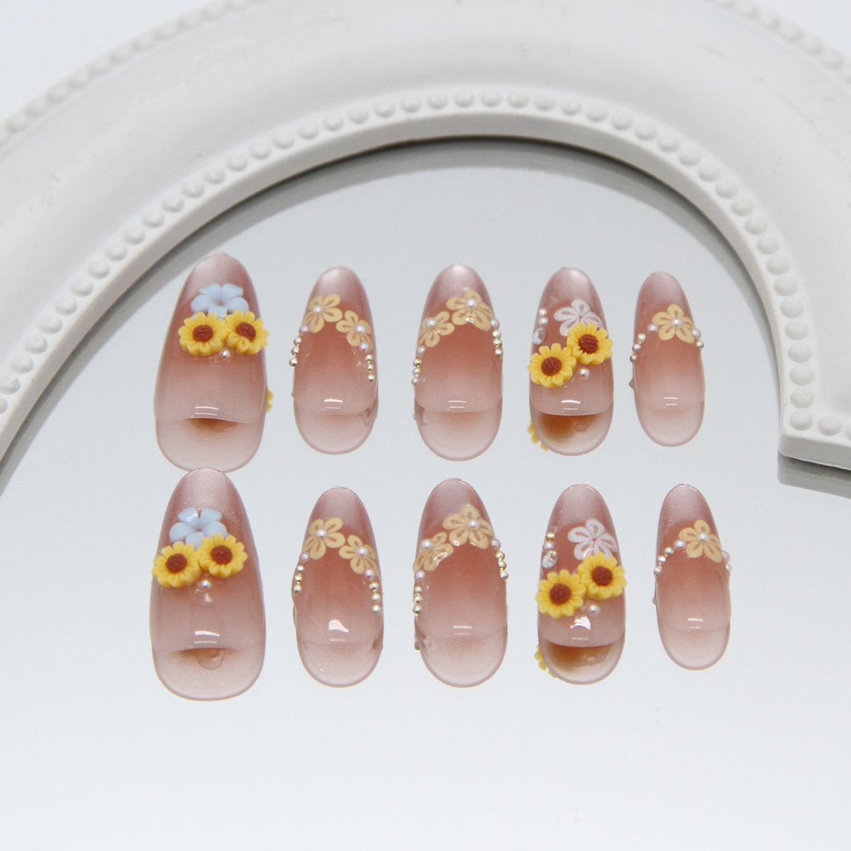 Nail 910 - Spring Flowers Cat Eye (30Pcs) - Application Kit Included