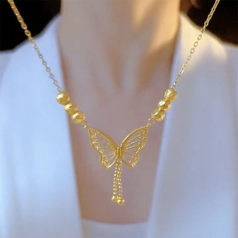 Elegant Gold Butterfly Titanium Steel Necklace