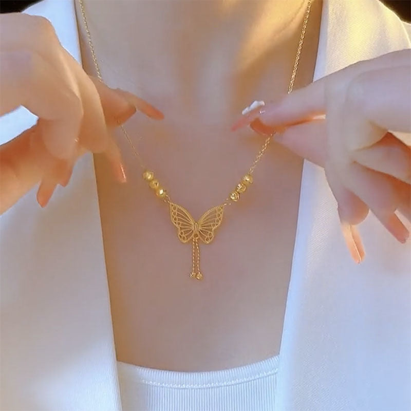 Elegant Gold Butterfly Titanium Steel Necklace