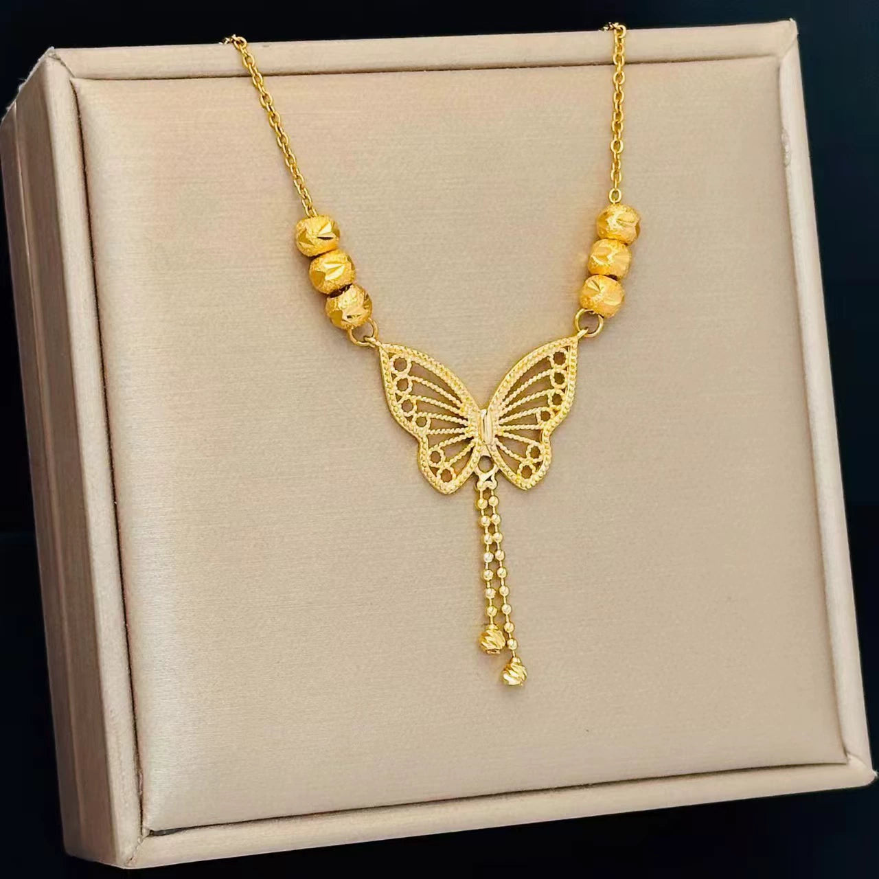 Elegant Gold Butterfly Titanium Steel Necklace