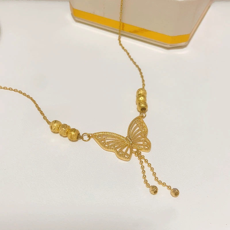 Elegant Gold Butterfly Titanium Steel Necklace