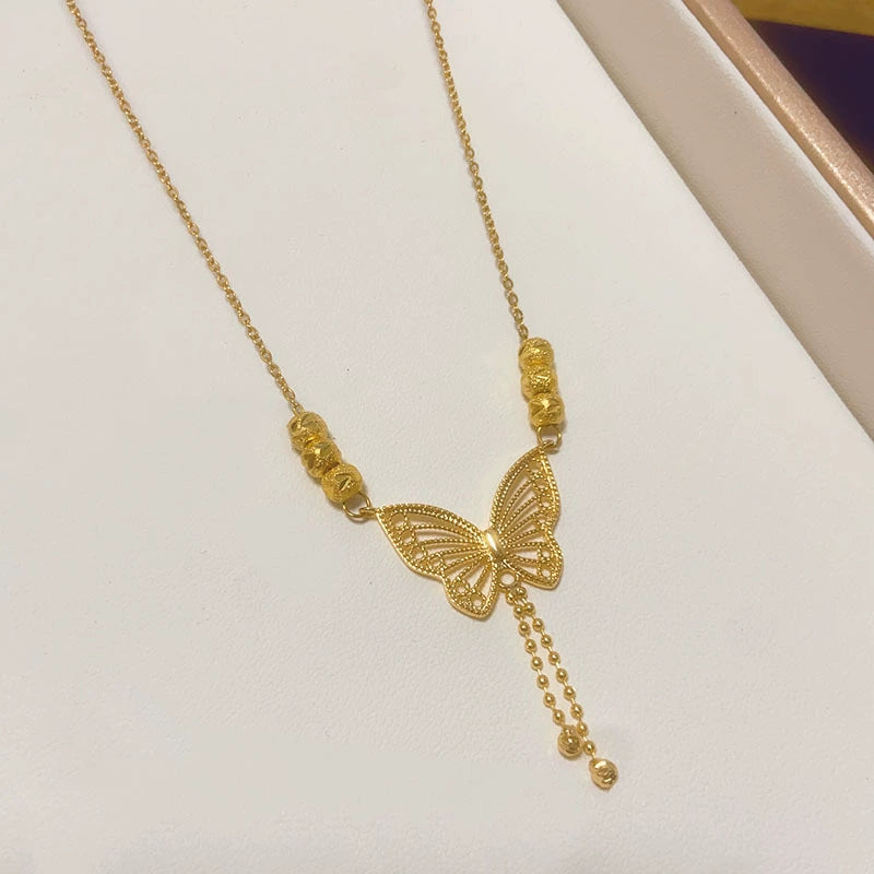 Elegant Gold Butterfly Titanium Steel Necklace