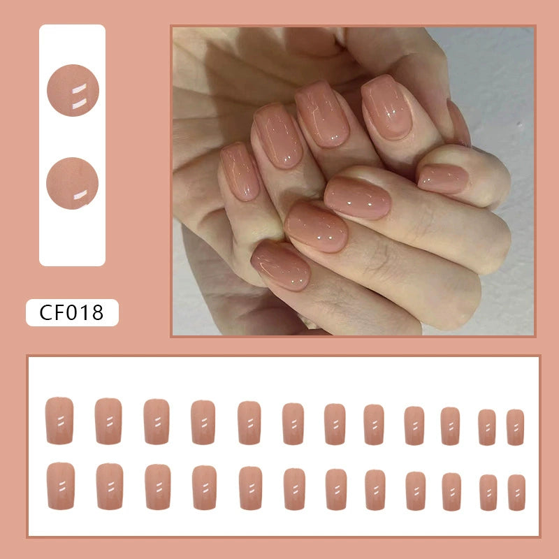 Naked Square Nails Fake Nails  - 24Pcs