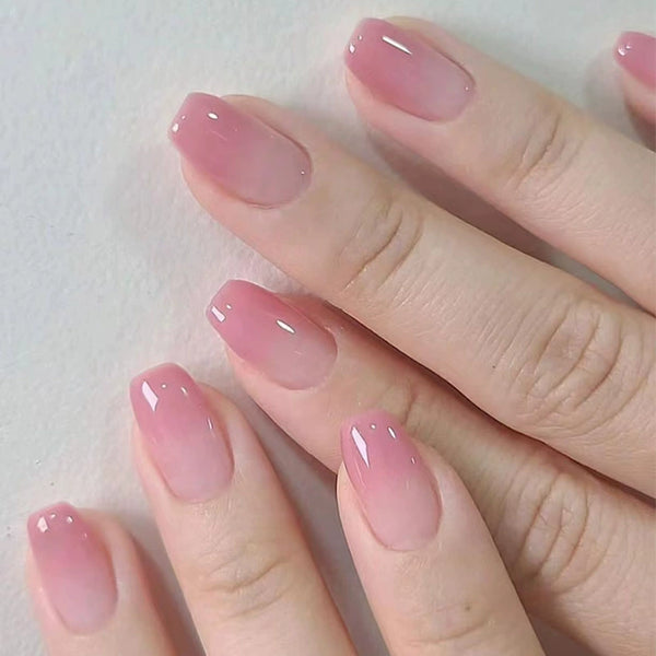 Natural Pink Ombre Fake Nails - 24Pcs