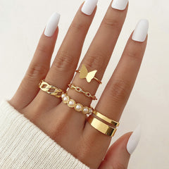 Nature-Inspired Glam Ring Set