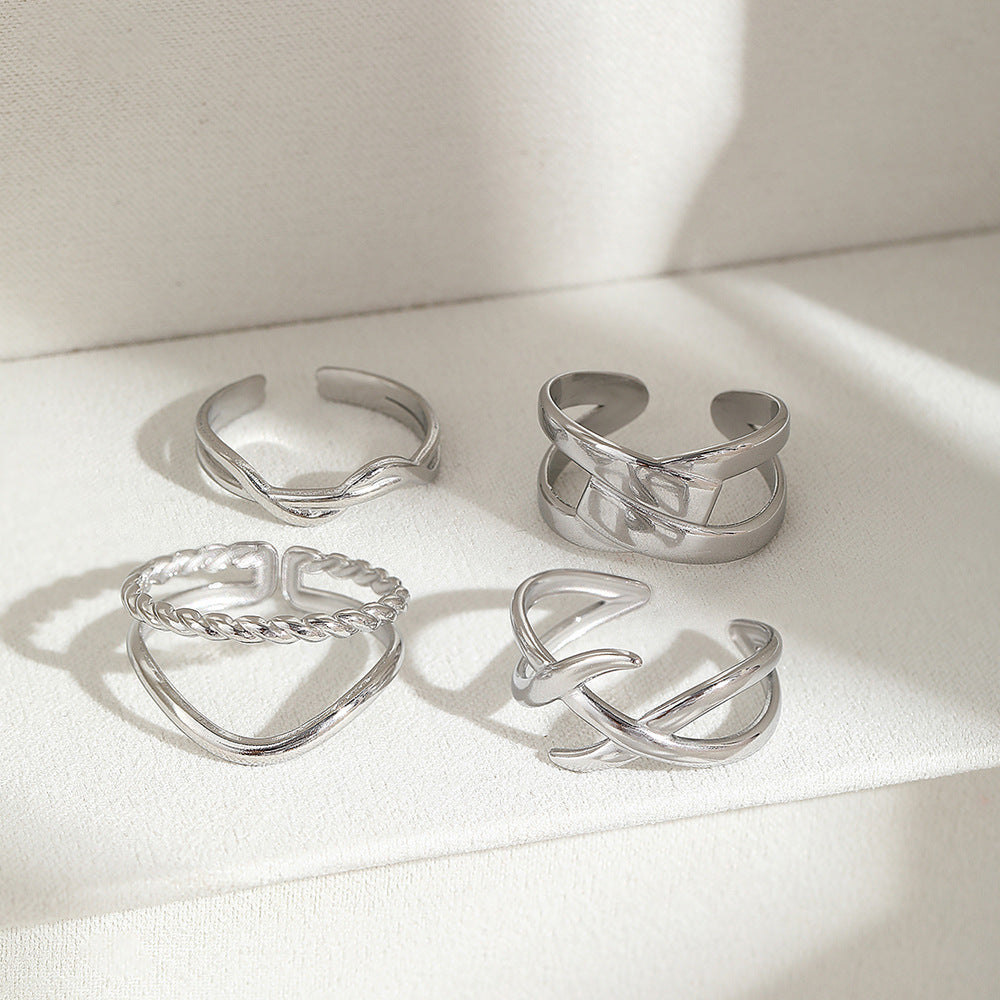 SRNG-08 - Geometric Stainless Steel Ring - Adjustable