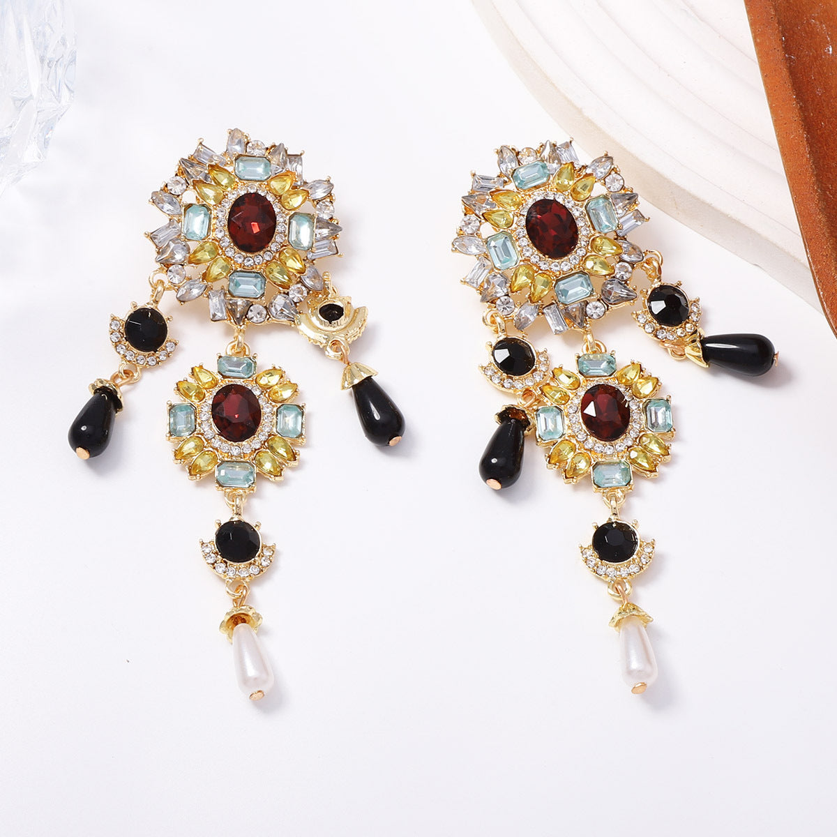 ER355 - Regal Multi-Gemstone Chandelier Earrings