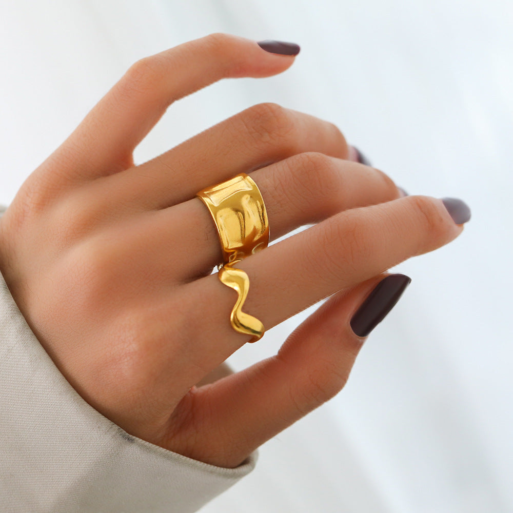 SRNG-27 - Irregular Stainless Steel Ring - Adjustable