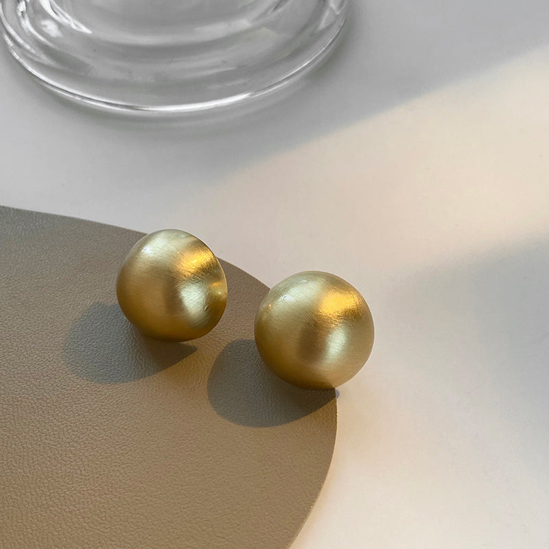 ER552 - Round Brushed Metal Stud Earrings