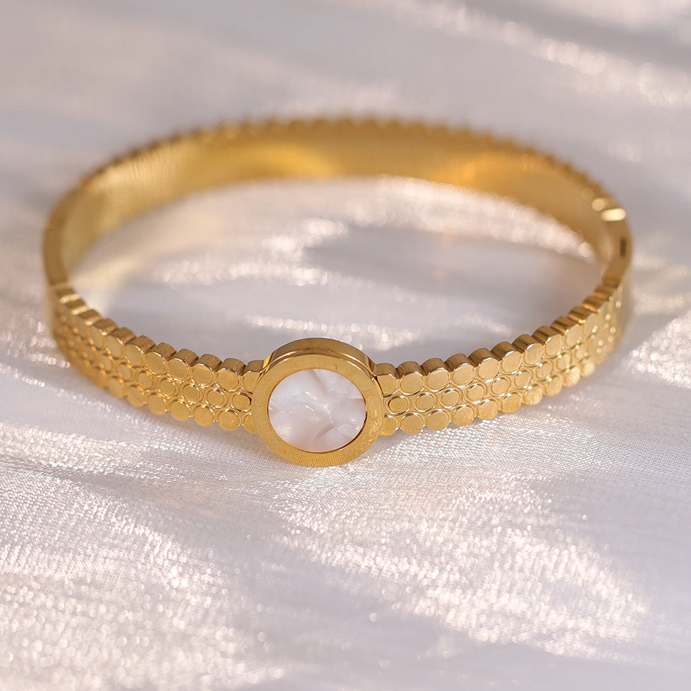 SBRAL39 - Elegant Opal Titanium Steel Bracelet