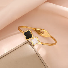 Dual Clover Charm Titanium Steel Bracelet