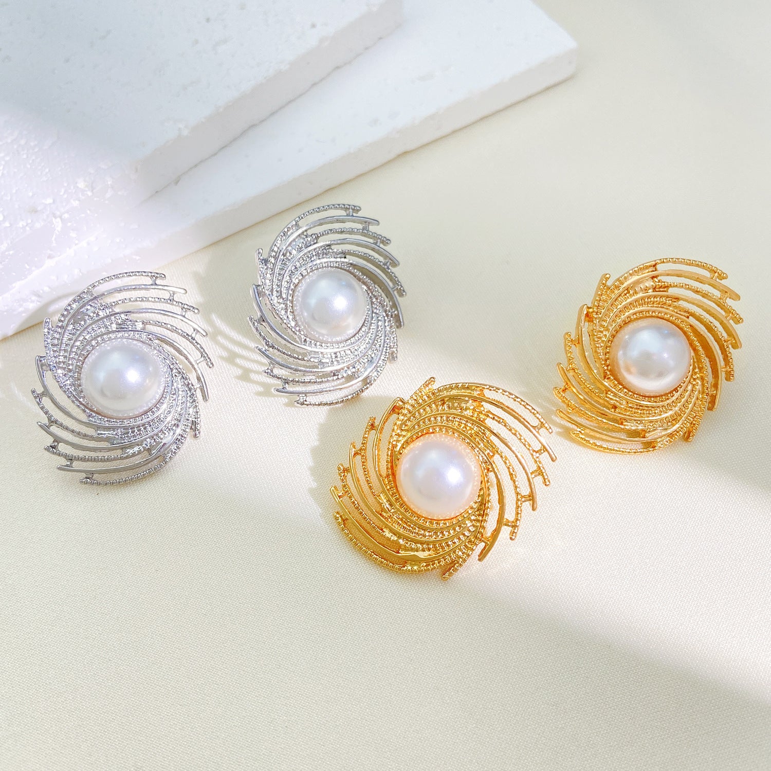 New Pearl Spiral Earrings