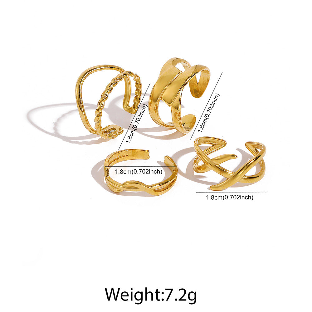 SRNG-08 - Geometric Stainless Steel Ring - Adjustable