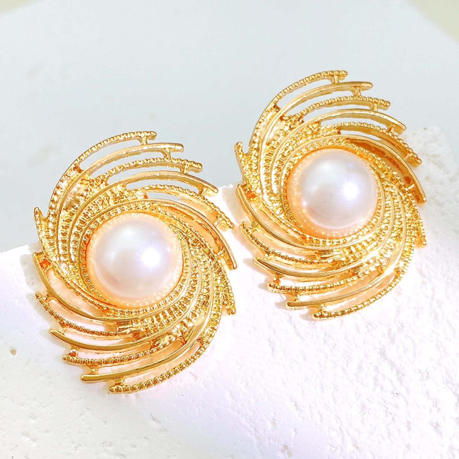 New Pearl Spiral Earrings