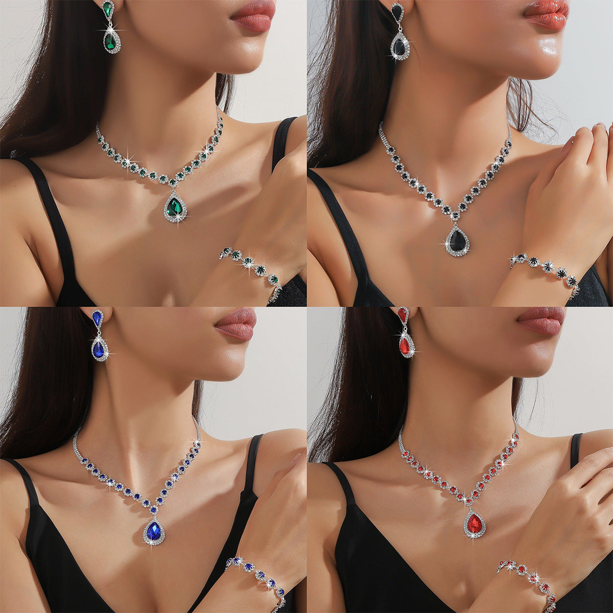 Three-piece set - Teardrop Crystal Jewelry Set